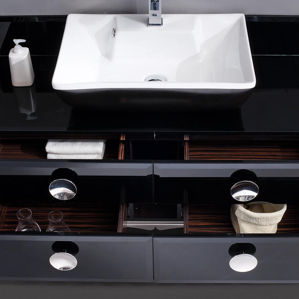 Fresca Moselle 47" Modern Glass Bathroom Vanity Set with Mirror & Free Faucet Vanity Fresca 