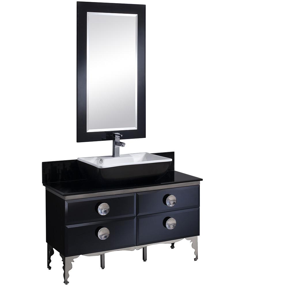 Fresca Moselle 47" Modern Glass Bathroom Vanity Set with Mirror & Free Faucet Vanity Fresca 