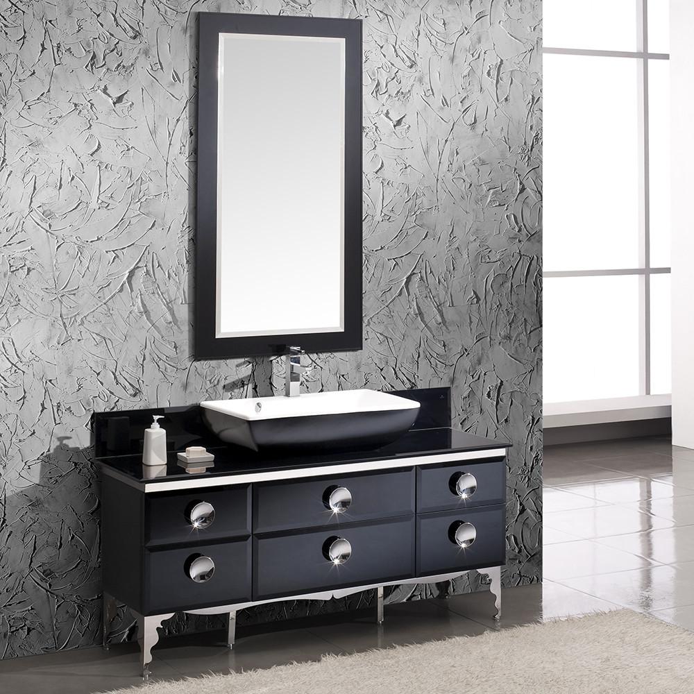 Fresca Moselle 59" Modern Glass Bathroom Vanity w/ Mirror & Free Faucet Vanity Fresca 