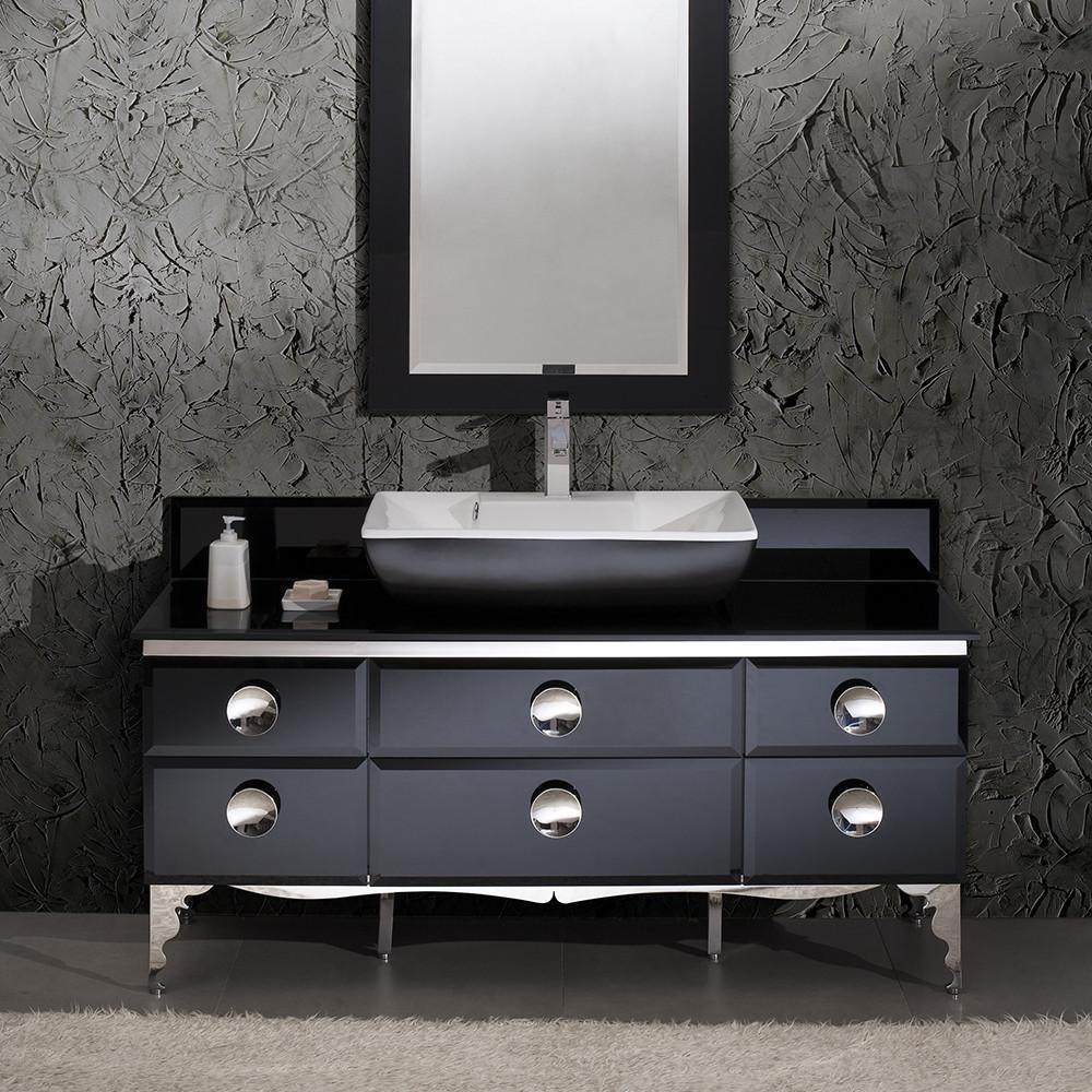 Fresca Moselle 59" Modern Glass Bathroom Vanity w/ Mirror & Free Faucet Vanity Fresca 