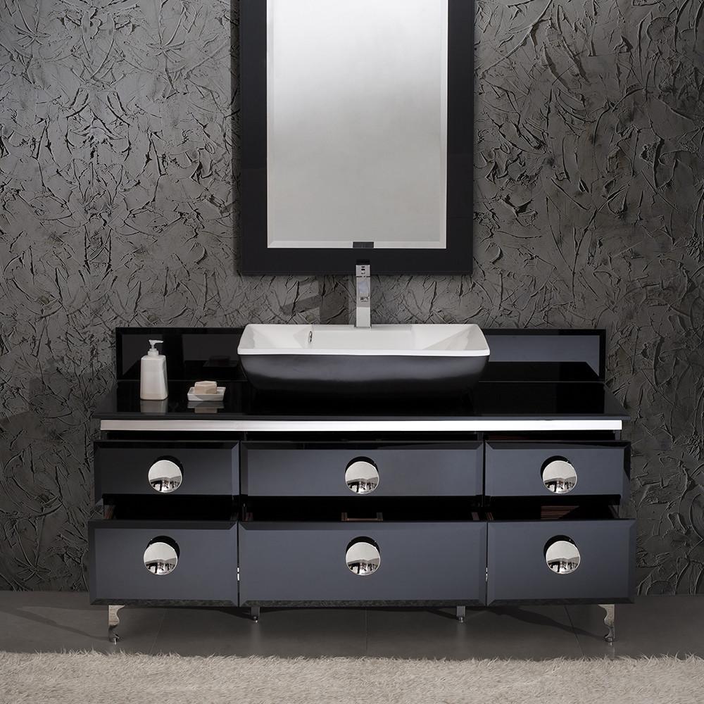 Fresca Moselle 59" Modern Glass Bathroom Vanity w/ Mirror & Free Faucet Vanity Fresca 
