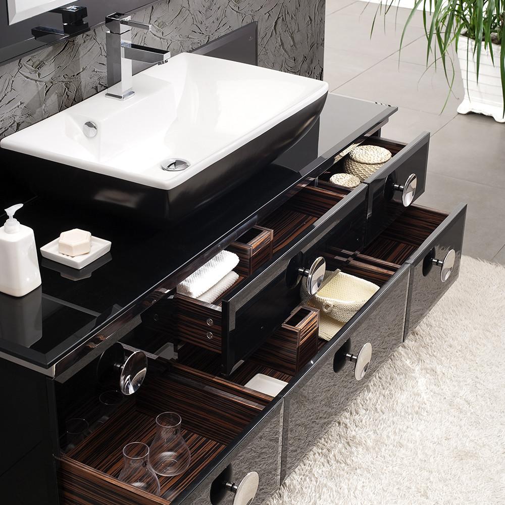 Fresca Moselle 59" Modern Glass Bathroom Vanity w/ Mirror & Free Faucet Vanity Fresca 