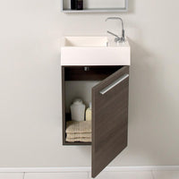 Thumbnail for Fresca Pulito Small Gray Oak Modern Bathroom Vanity w/ Tall Mirror & Free Faucet Vanity Fresca 