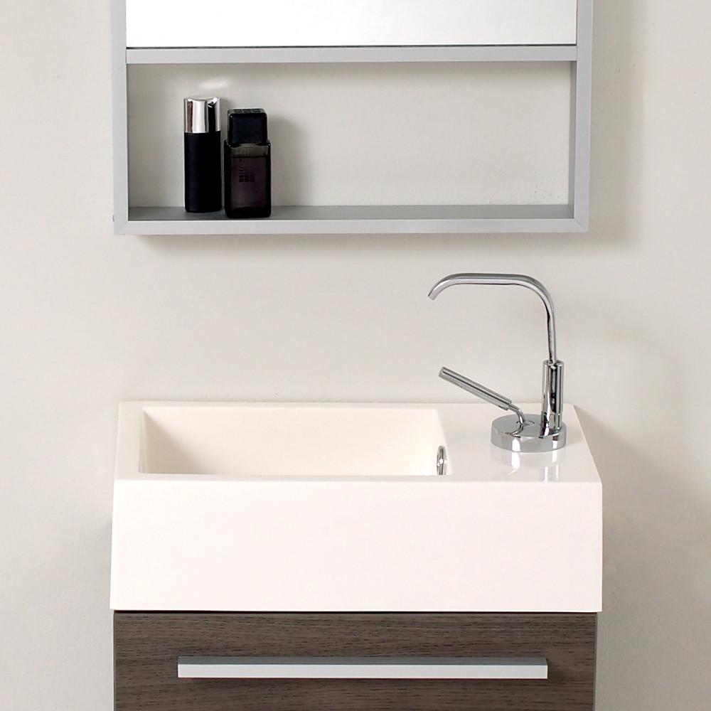Fresca Pulito Small Gray Oak Modern Bathroom Vanity w/ Tall Mirror & Free Faucet Vanity Fresca 