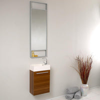 Thumbnail for Fresca Pulito Small Teak Modern Bathroom Vanity w/ Tall Mirror & Free Faucet Vanity Fresca 