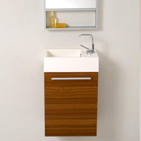 Thumbnail for Fresca Pulito Small Teak Modern Bathroom Vanity w/ Tall Mirror & Free Faucet Vanity Fresca 