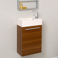 Thumbnail for Fresca Pulito Small Teak Modern Bathroom Vanity w/ Tall Mirror & Free Faucet Vanity Fresca 