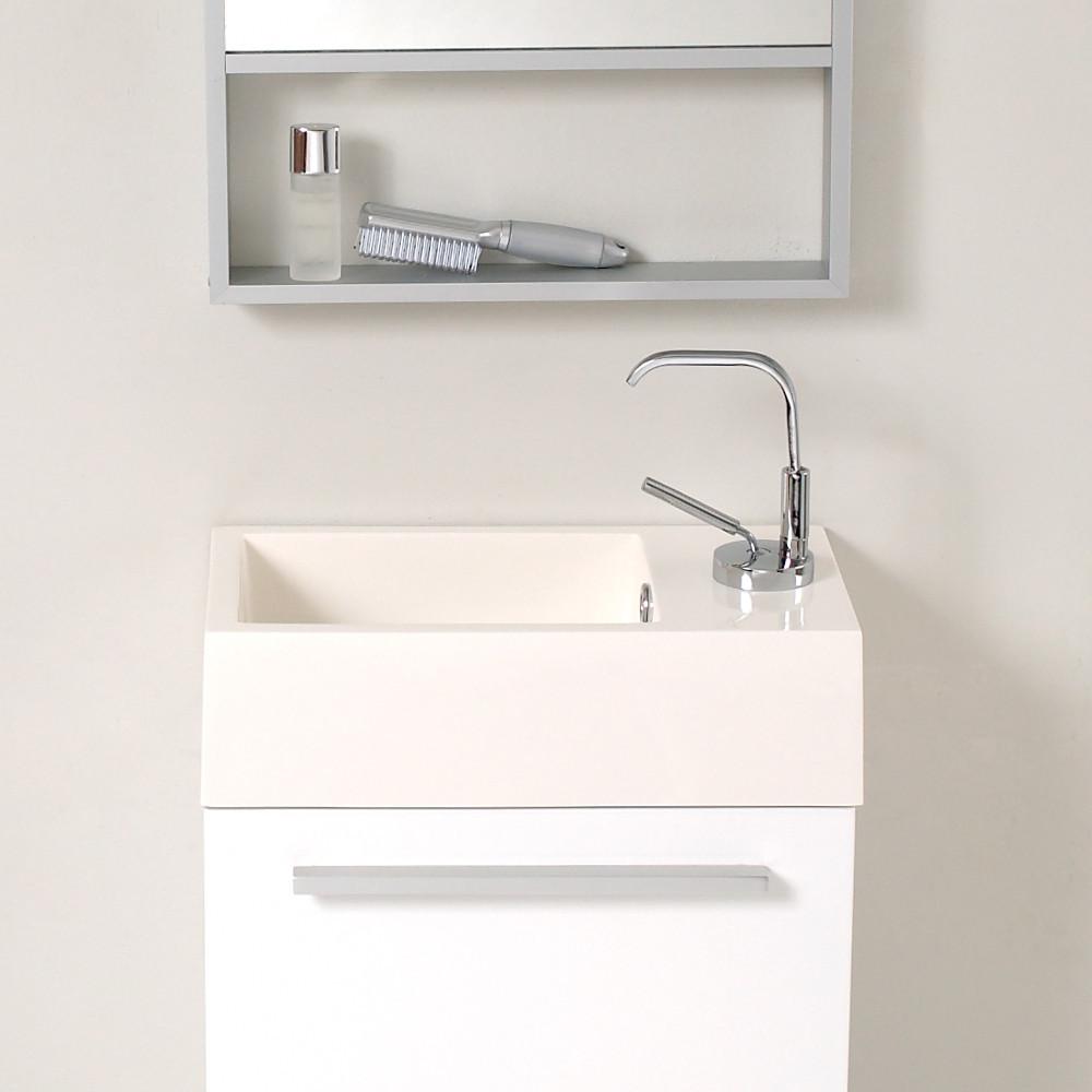 Fresca Pulito Small White Modern Bathroom Vanity w/ Tall Mirror & Free Faucet Vanity Fresca 