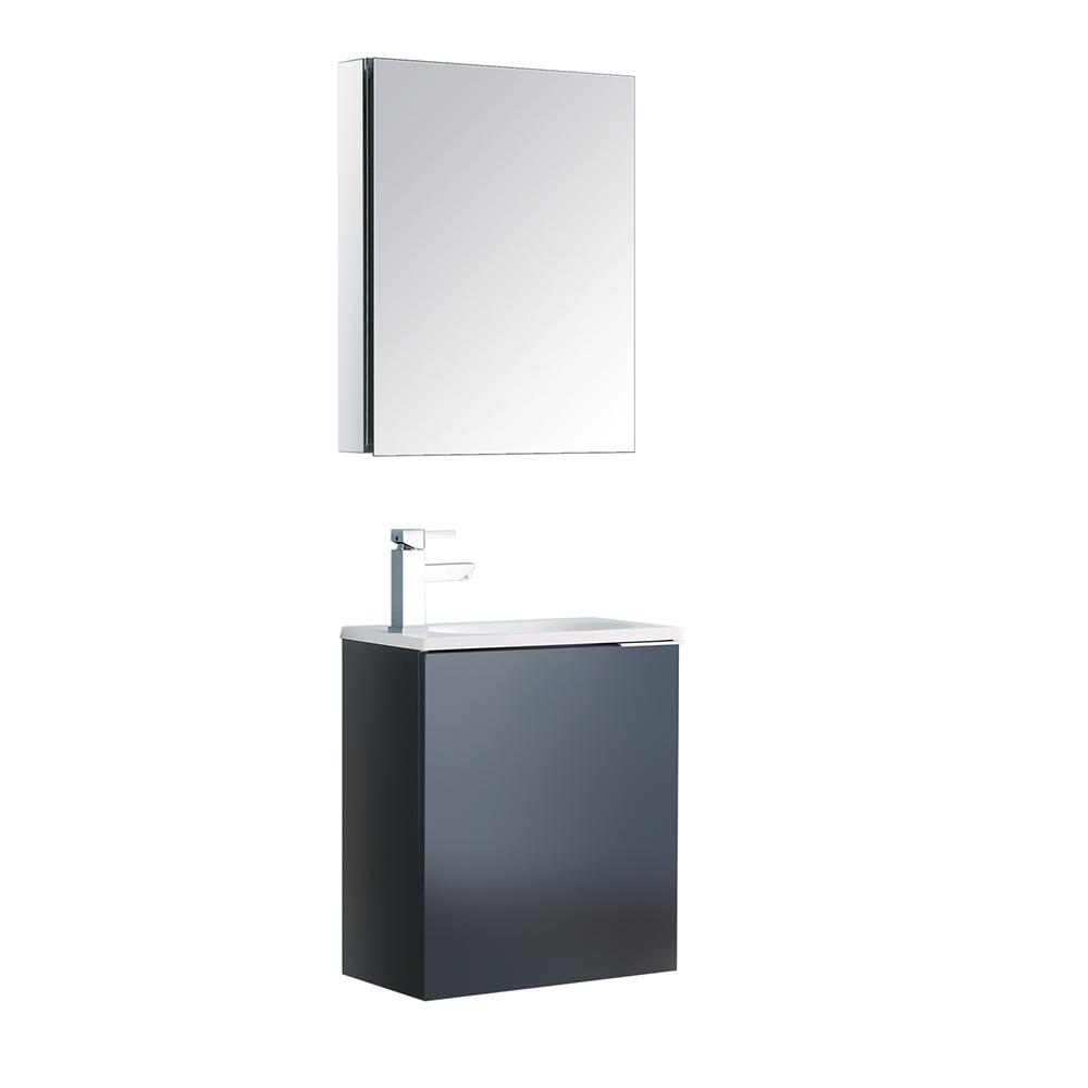 Fresca Valencia 20" Wall Hung Modern Bathroom Vanity w/ Medicine Cabinet Vanity Fresca Dark Slate Gray 