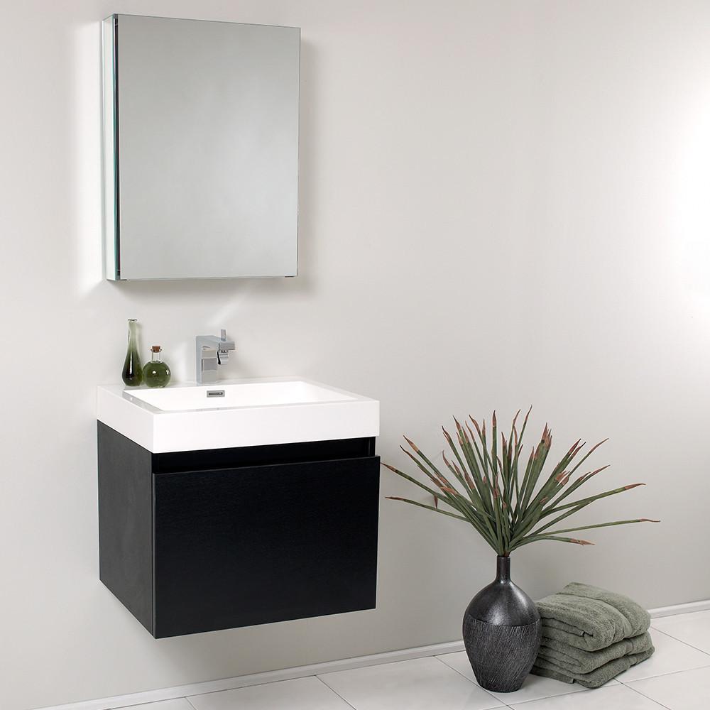 Fresca Nano Black Modern Bathroom Vanity w/ Medicine Cabinet Vanity Fresca 