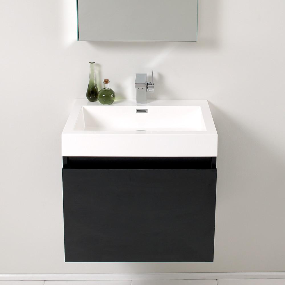 Fresca Nano Black Modern Bathroom Vanity w/ Medicine Cabinet Vanity Fresca 