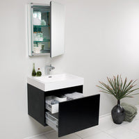 Thumbnail for Fresca Nano Black Modern Bathroom Vanity w/ Medicine Cabinet Vanity Fresca 