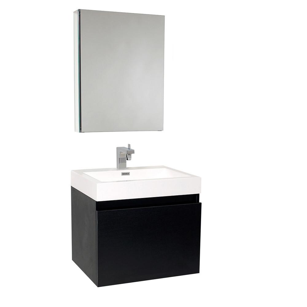 Fresca Nano Black Modern Bathroom Vanity w/ Medicine Cabinet Vanity Fresca 