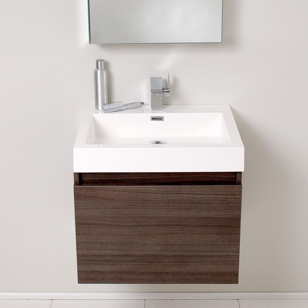 Fresca Nano Gray Oak Modern Bathroom Vanity w/ Medicine Cabinet Vanity Fresca 