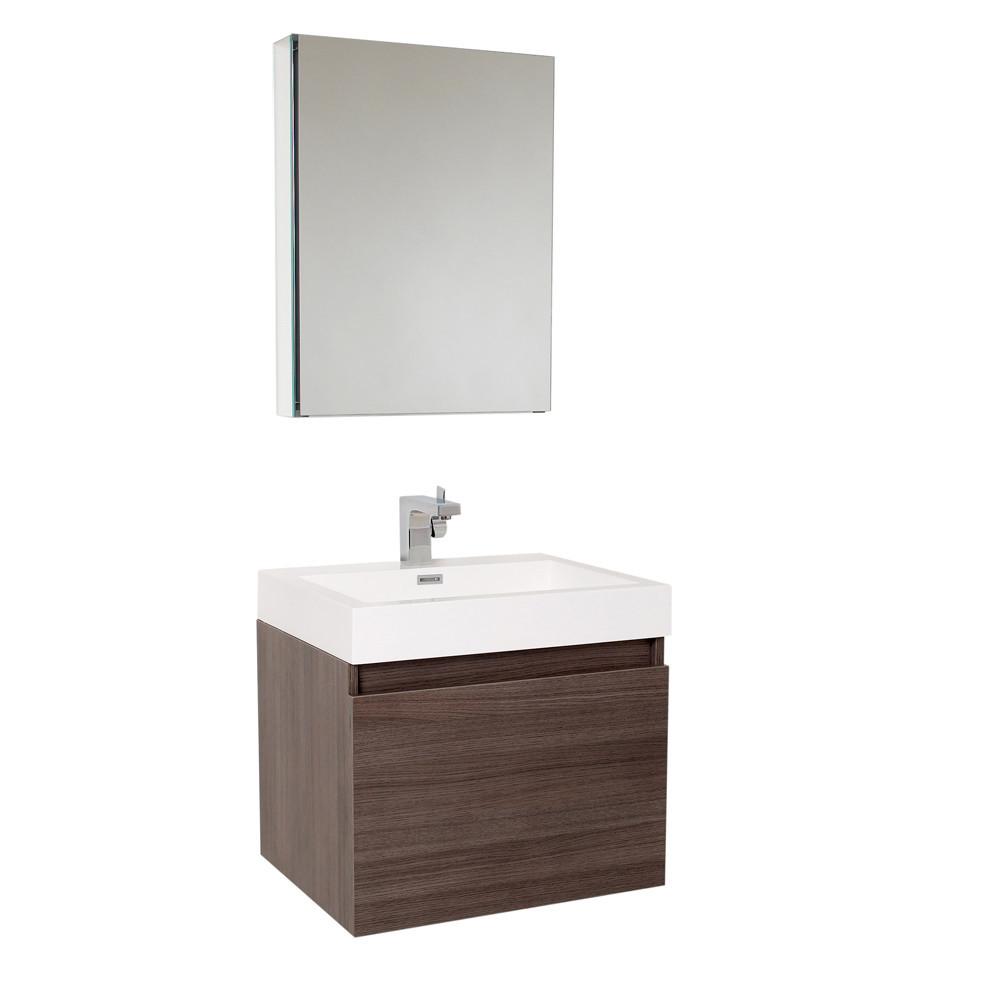 Fresca Nano Gray Oak Modern Bathroom Vanity w/ Medicine Cabinet Vanity Fresca 