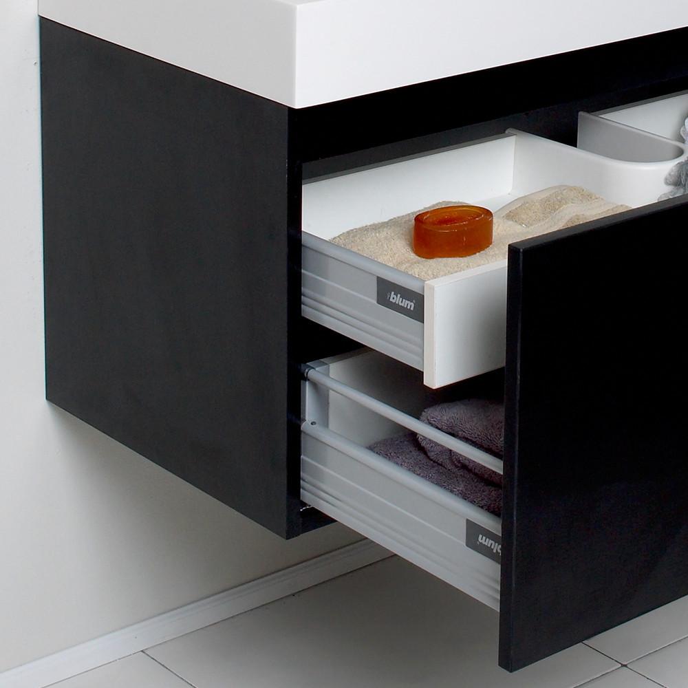 Fresca Mezzo Black Modern Bathroom Vanity w/ Medicine Cabinet Free Faucet Vanity Fresca 