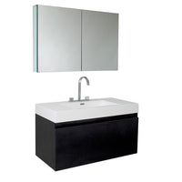Thumbnail for Fresca Mezzo Black Modern Bathroom Vanity w/ Medicine Cabinet Free Faucet Vanity Fresca 