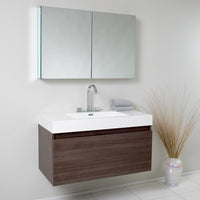 Thumbnail for Fresca Mezzo Gray Oak Modern Bathroom Vanity w/ Medicine Cabinet Free Faucet Vanity Fresca 