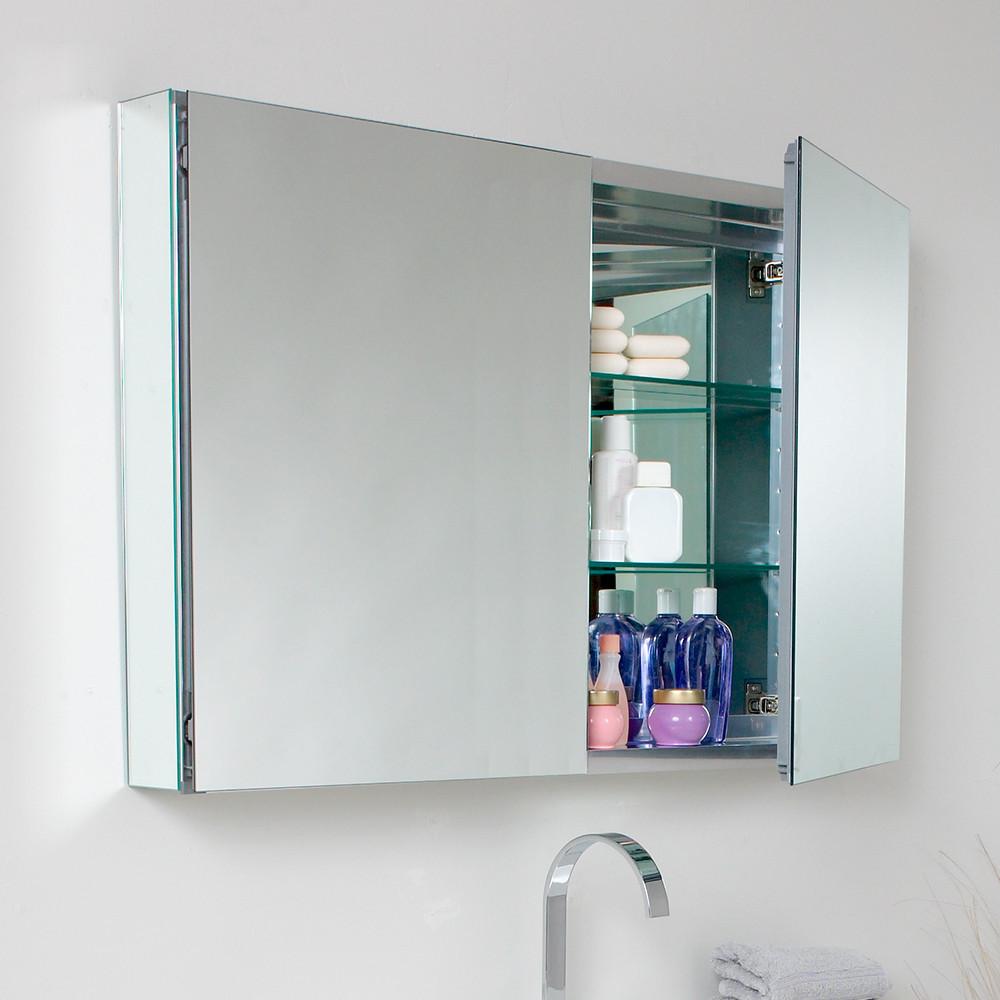 Fresca Mezzo Gray Oak Modern Bathroom Vanity w/ Medicine Cabinet Free Faucet Vanity Fresca 