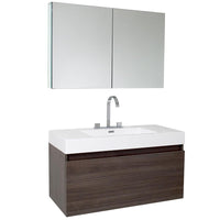Thumbnail for Fresca Mezzo Gray Oak Modern Bathroom Vanity w/ Medicine Cabinet Free Faucet Vanity Fresca 