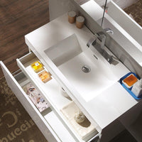Thumbnail for Fresca Mezzo White Modern Bathroom Vanity w/ Medicine Cabinet Free Faucet Vanity Fresca 