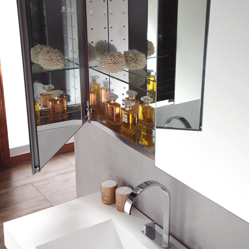 Fresca Mezzo White Modern Bathroom Vanity w/ Medicine Cabinet Free Faucet Vanity Fresca 