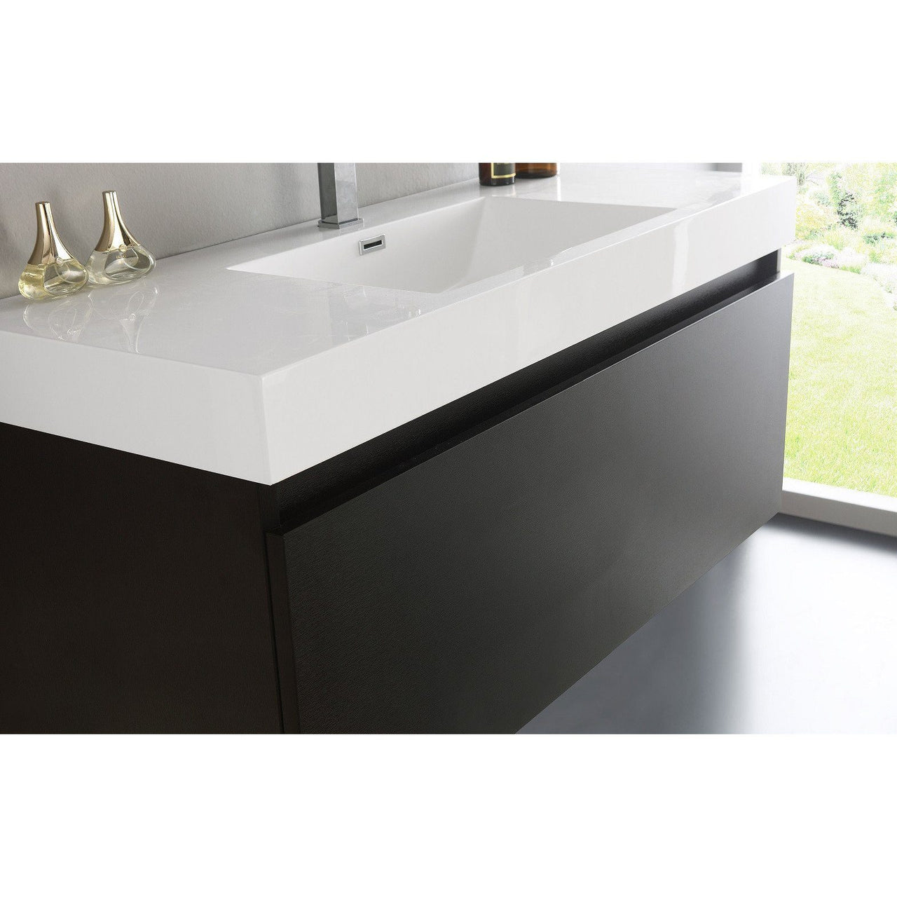 Fresca Mezzo 48" Black Wall Hung Modern Vanity w/ Medicine Cabinet & Free Faucet Vanity Fresca 