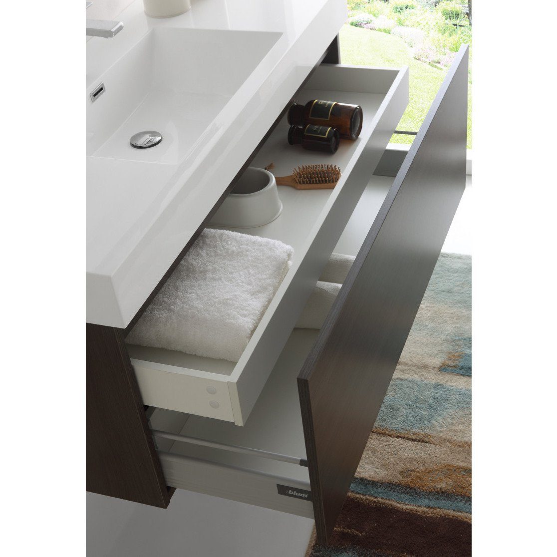 Fresca Mezzo 48" Gray Oak Wall Hung Modern Vanity w/ Medicine Cabinet & Free Faucet Vanity Fresca 