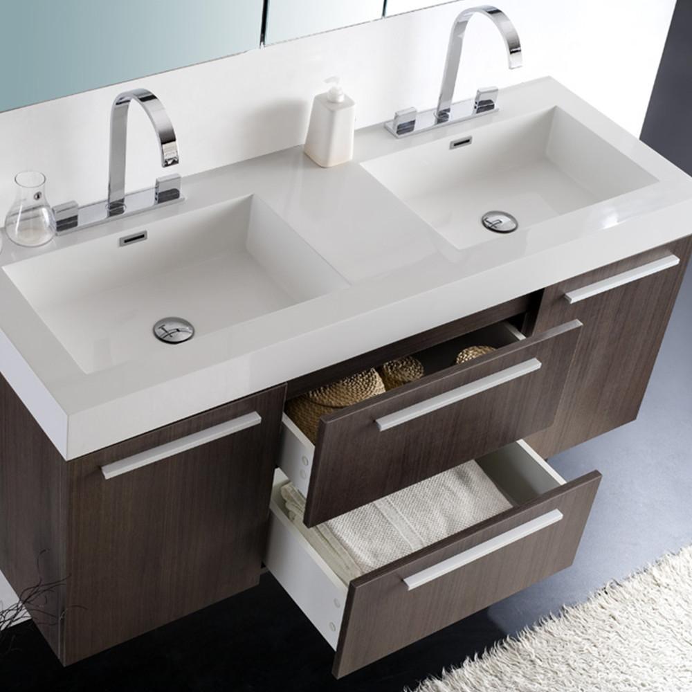 Fresca Opulento Gray Oak Modern Double Sink Bathroom Vanity w/ Medicine Cabinet Vanity Fresca 