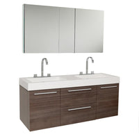 Thumbnail for Fresca Opulento Gray Oak Modern Double Sink Bathroom Vanity w/ Medicine Cabinet Vanity Fresca 