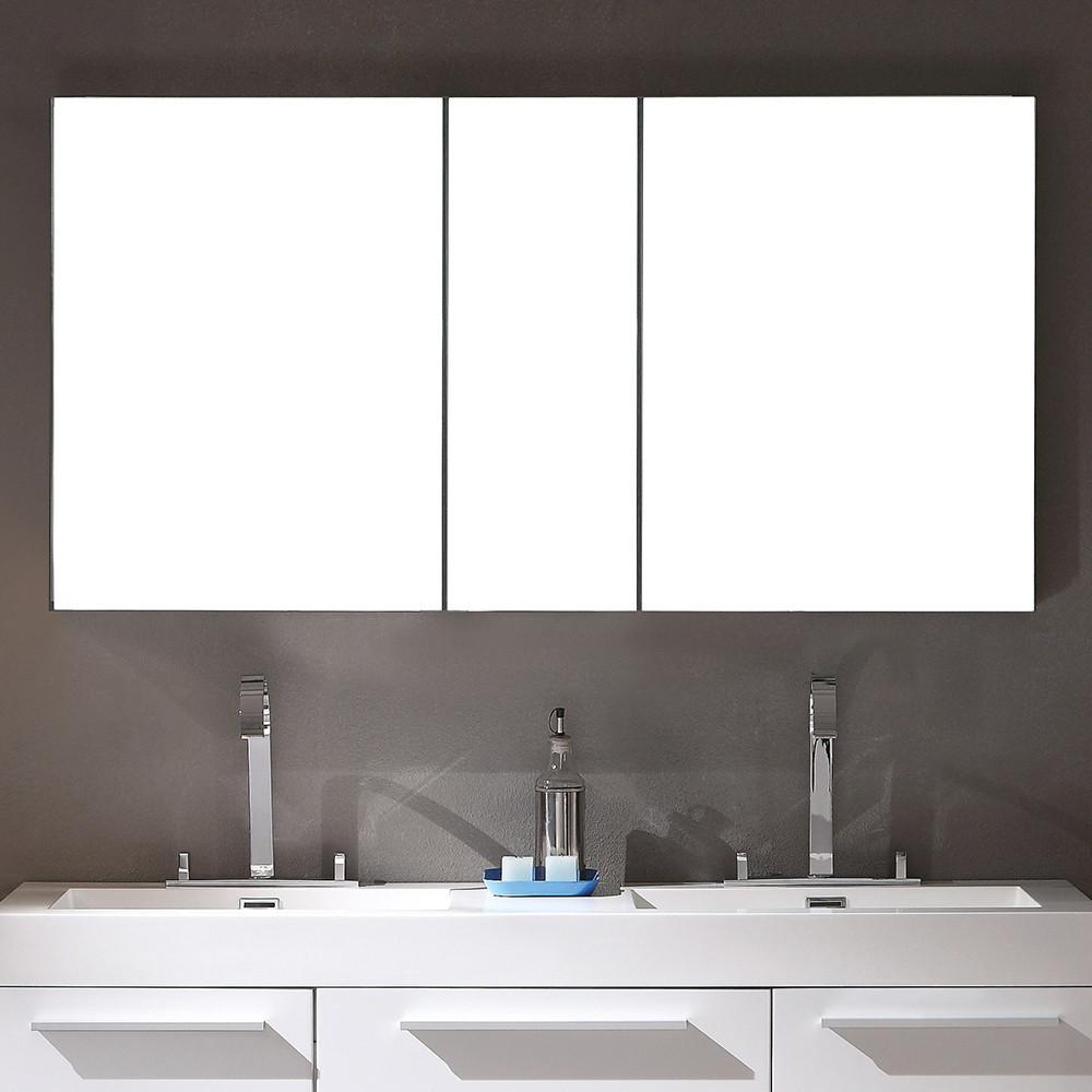 Fresca Opulento White Modern Double Sink Bathroom Vanity w/ Medicine Cabinet Vanity Fresca 