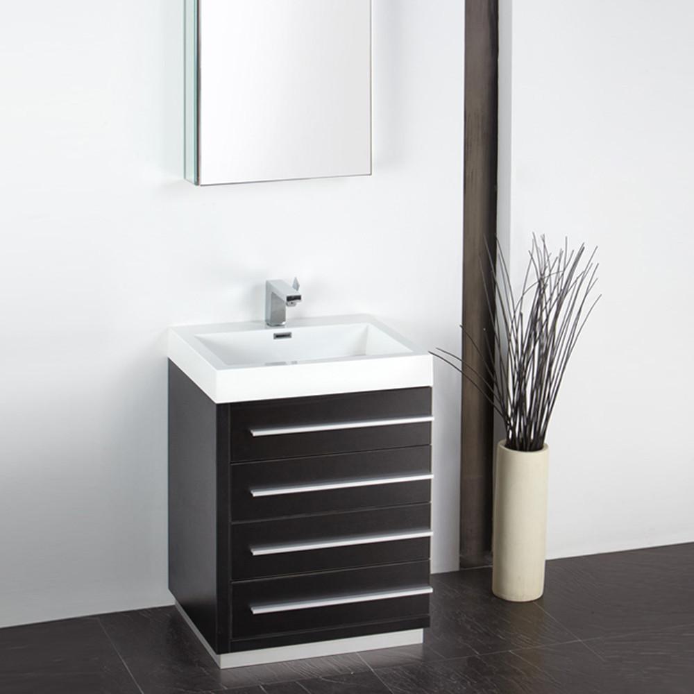 Fresca Livello 24" Black Modern Bathroom Vanity w/ Medicine Cabinet Vanity Fresca 