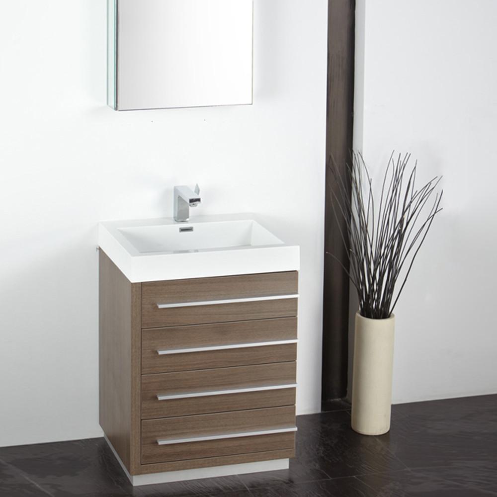 Fresca Livello 24" Gray Oak Modern Bathroom Vanity w/ Medicine Cabinet Vanity Fresca 