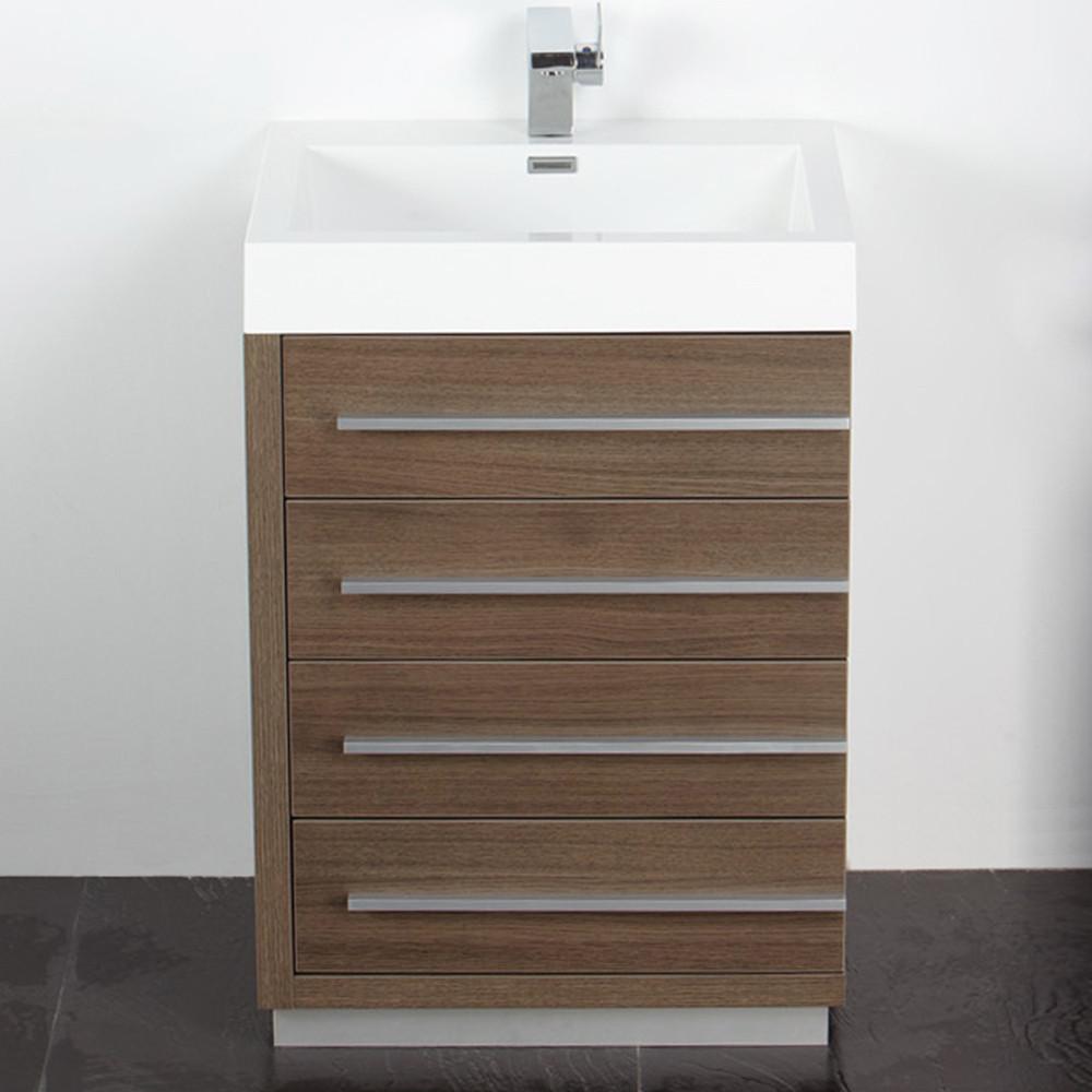 Fresca Livello 24" Gray Oak Modern Bathroom Vanity w/ Medicine Cabinet Vanity Fresca 