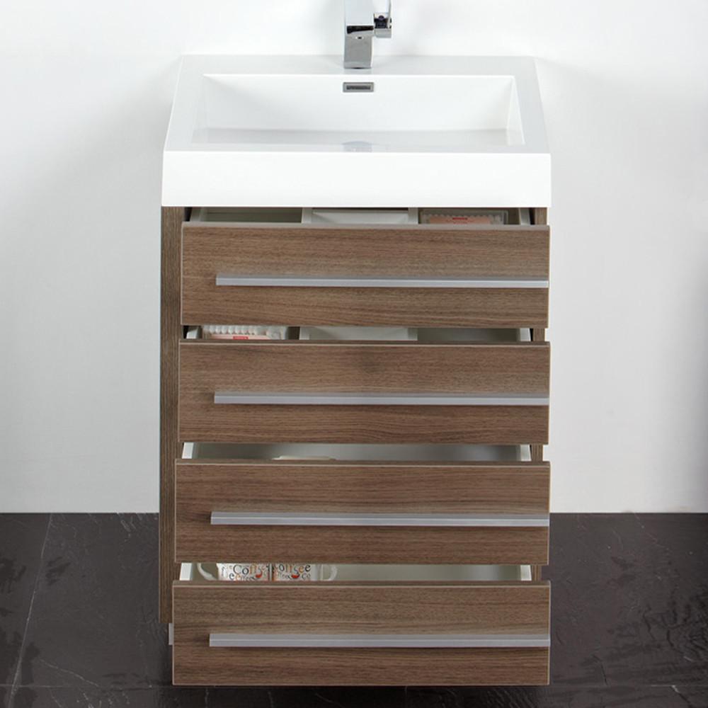 Fresca Livello 24" Gray Oak Modern Bathroom Vanity w/ Medicine Cabinet Vanity Fresca 