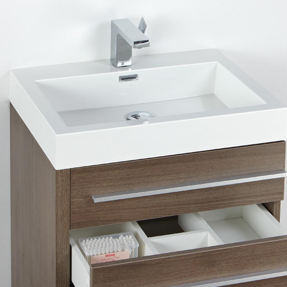 Fresca Livello 24" Gray Oak Modern Bathroom Vanity w/ Medicine Cabinet Vanity Fresca 
