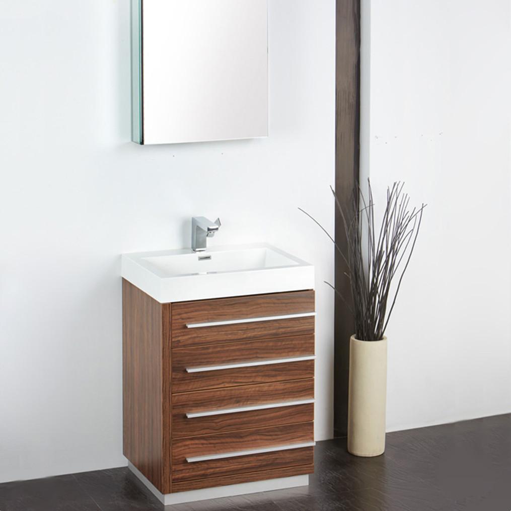 Fresca Livello 24" Walnut Modern Bathroom Vanity w/ Medicine Cabinet Vanity Fresca 