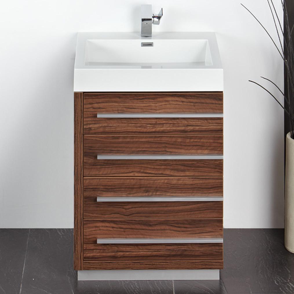Fresca Livello 24" Walnut Modern Bathroom Vanity w/ Medicine Cabinet Vanity Fresca 