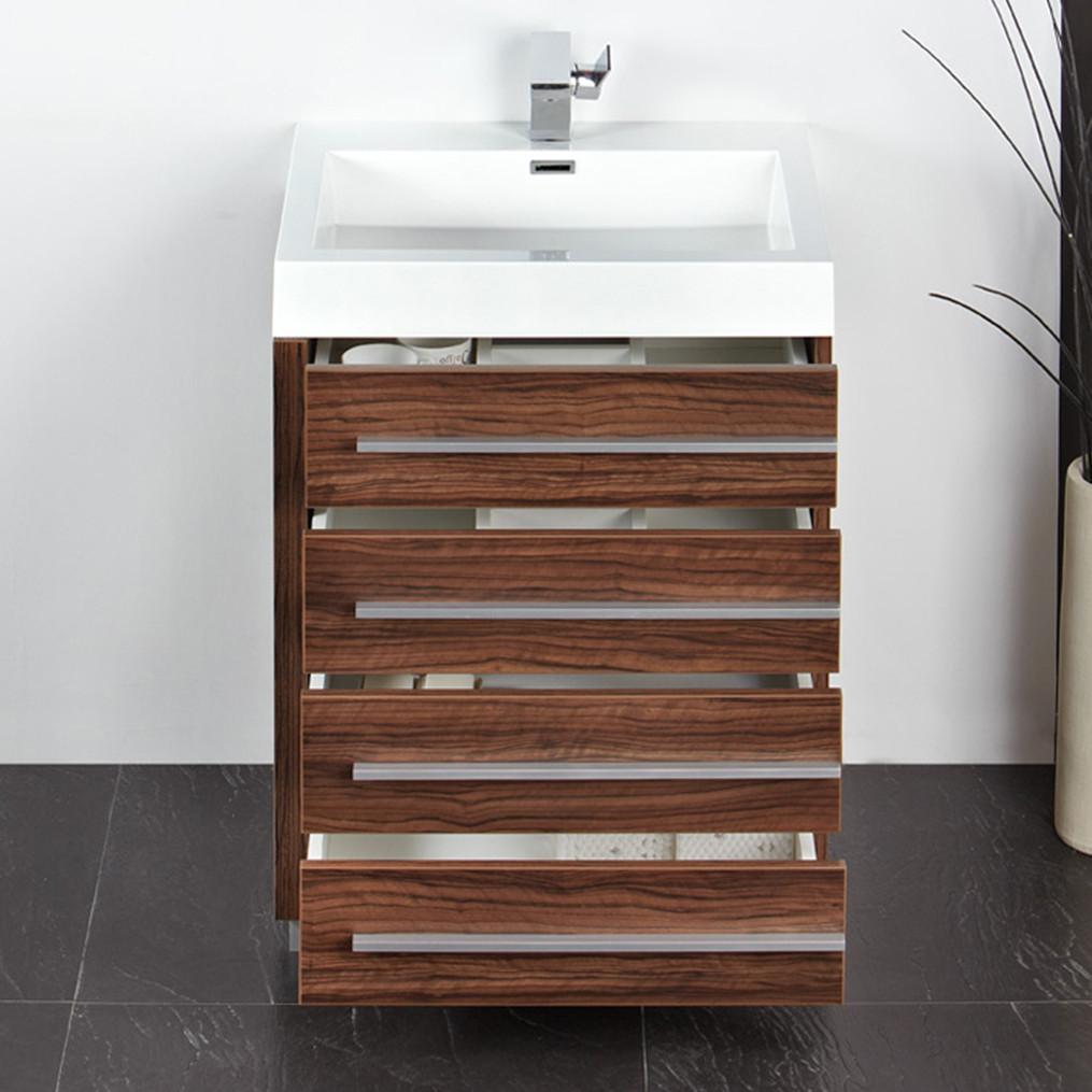 Fresca Livello 24" Walnut Modern Bathroom Vanity w/ Medicine Cabinet Vanity Fresca 