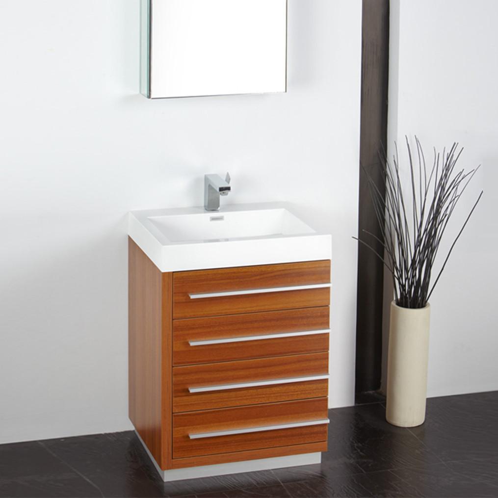 Fresca Livello 24" Teak Modern Bathroom Vanity w/ Medicine Cabinet Vanity Fresca 