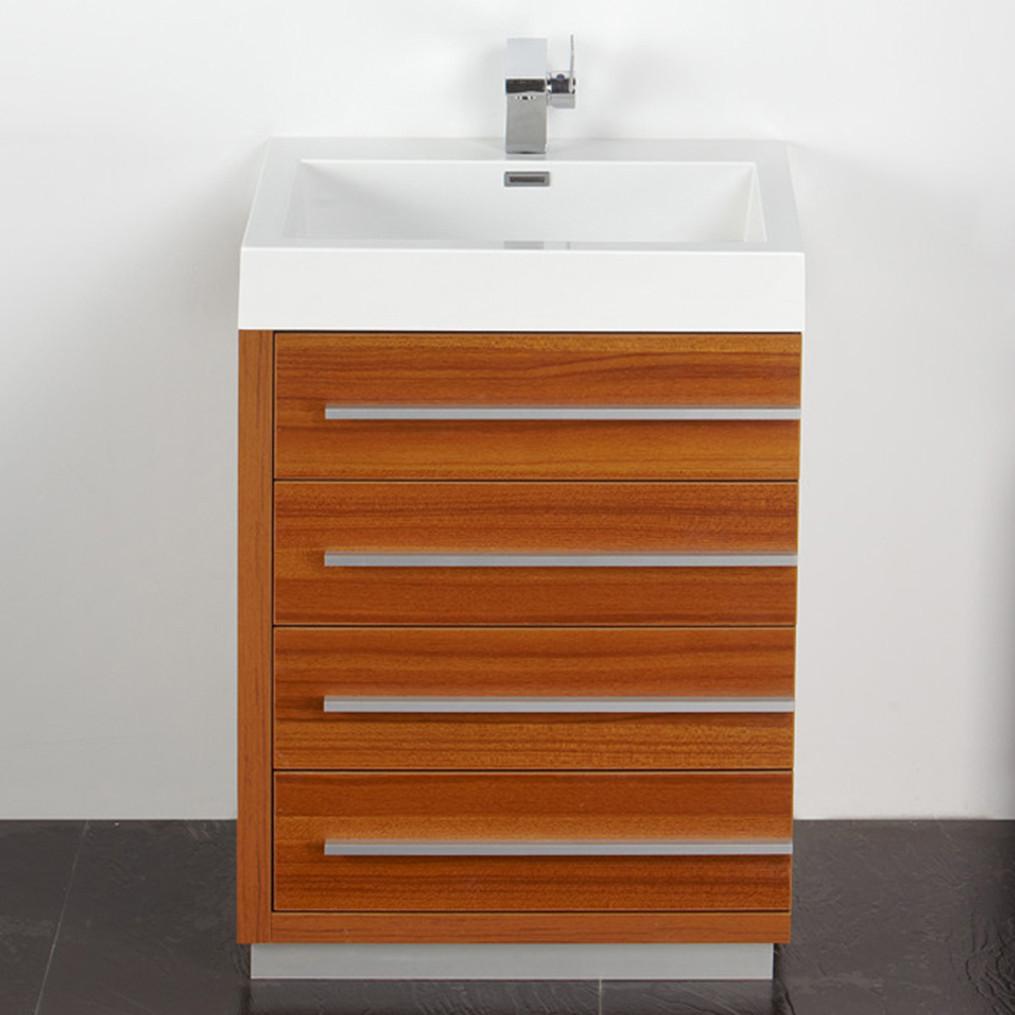 Fresca Livello 24" Teak Modern Bathroom Vanity w/ Medicine Cabinet Vanity Fresca 