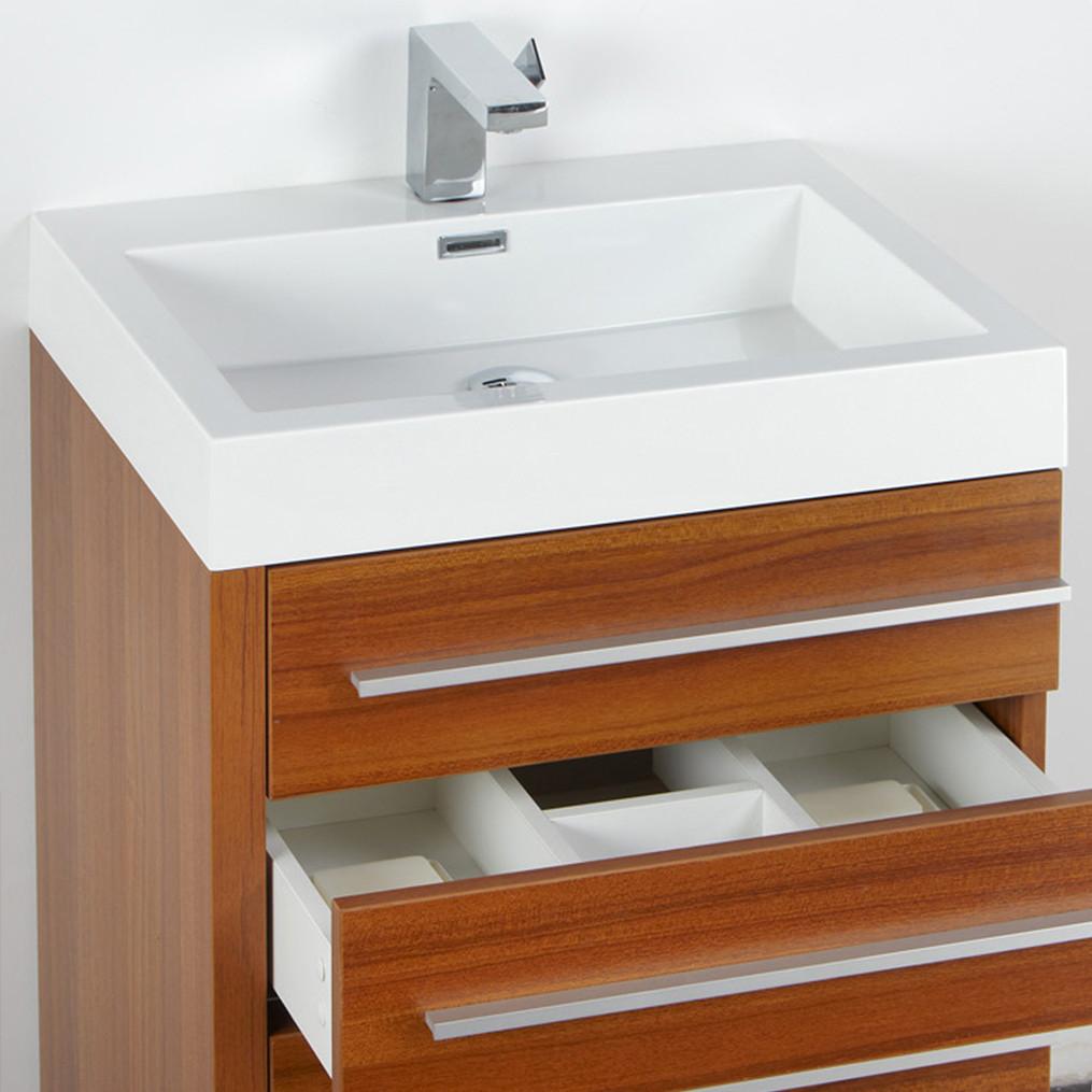 Fresca Livello 24" Teak Modern Bathroom Vanity w/ Medicine Cabinet Vanity Fresca 