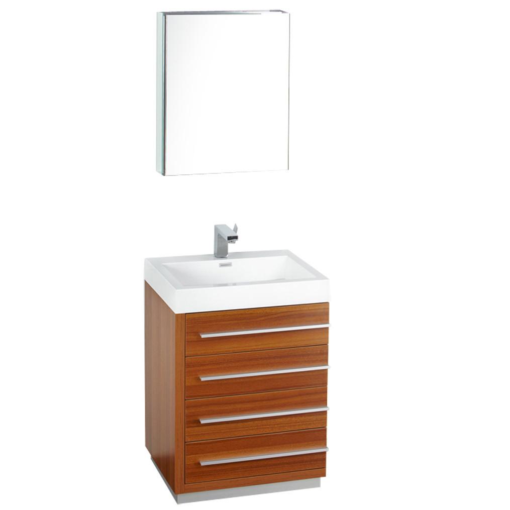 Fresca Livello 24" Teak Modern Bathroom Vanity w/ Medicine Cabinet Vanity Fresca 