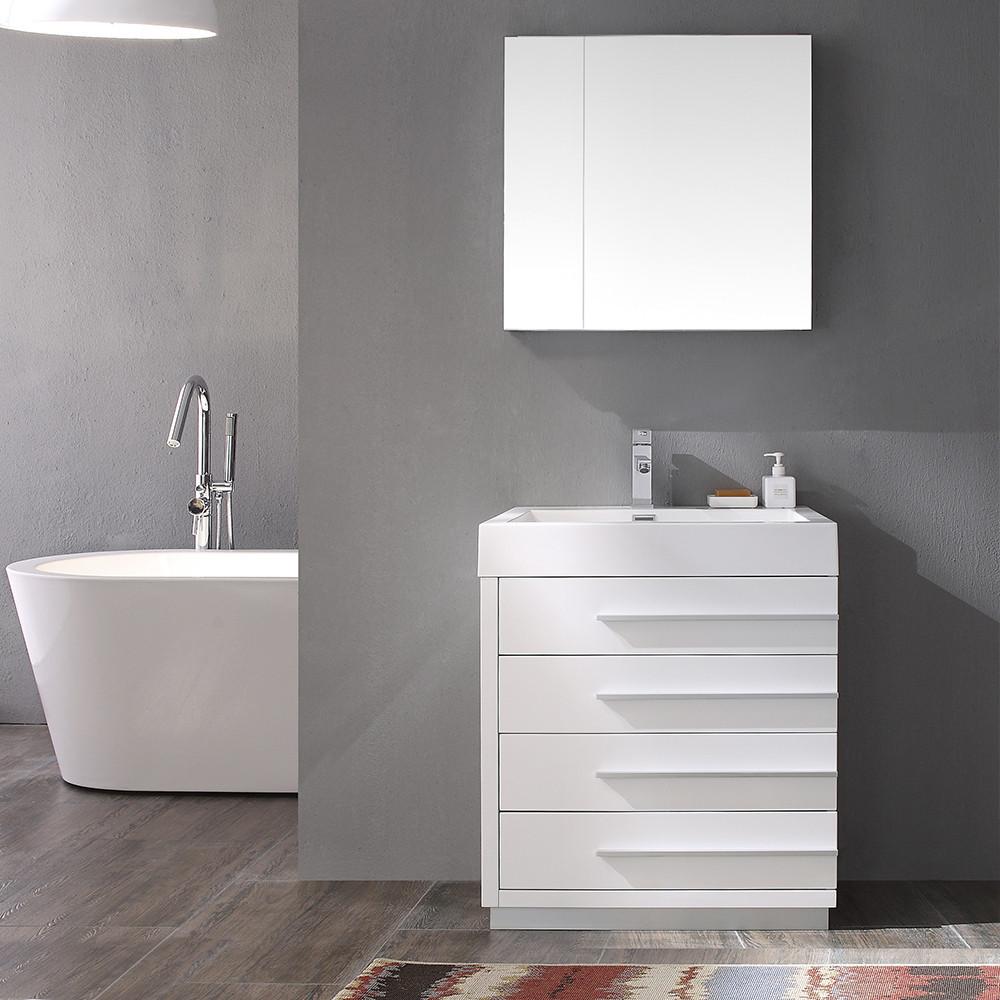 Fresca Livello 24" White Modern Bathroom Vanity w/ Medicine Cabinet Vanity Fresca 