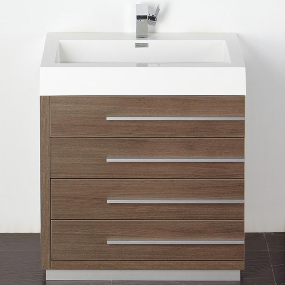 Fresca Livello 30" Gray Oak Modern Bathroom Vanity w/ Medicine Cabinet Vanity Fresca 