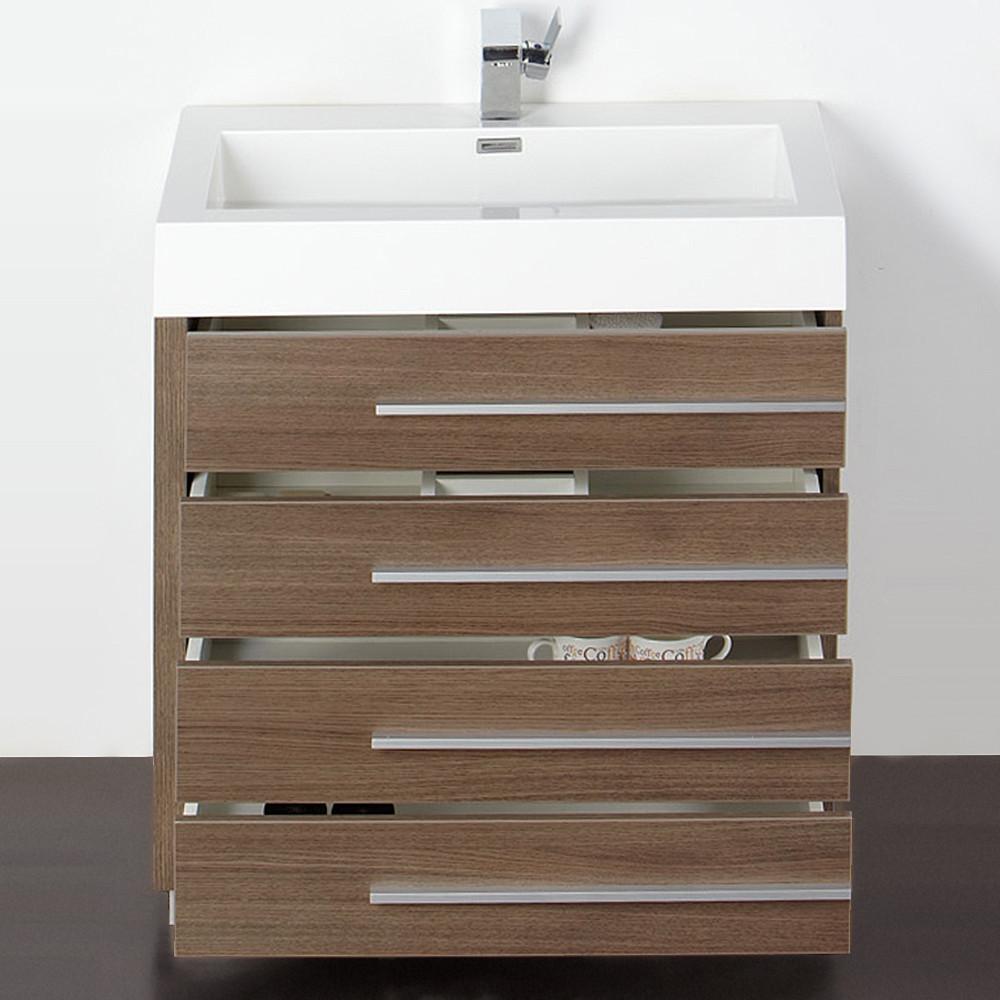Fresca Livello 30" Gray Oak Modern Bathroom Vanity w/ Medicine Cabinet Vanity Fresca 