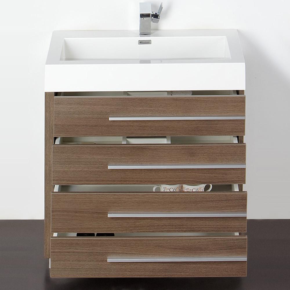 Fresca Livello 30" Gray Oak Modern Bathroom Vanity w/ Medicine Cabinet Vanity Fresca 