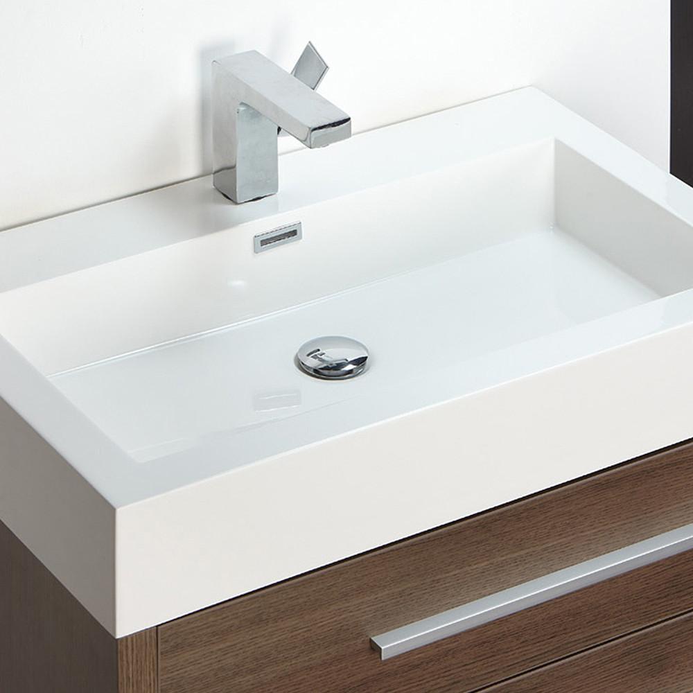 Fresca Livello 30" Gray Oak Modern Bathroom Vanity w/ Medicine Cabinet Vanity Fresca 