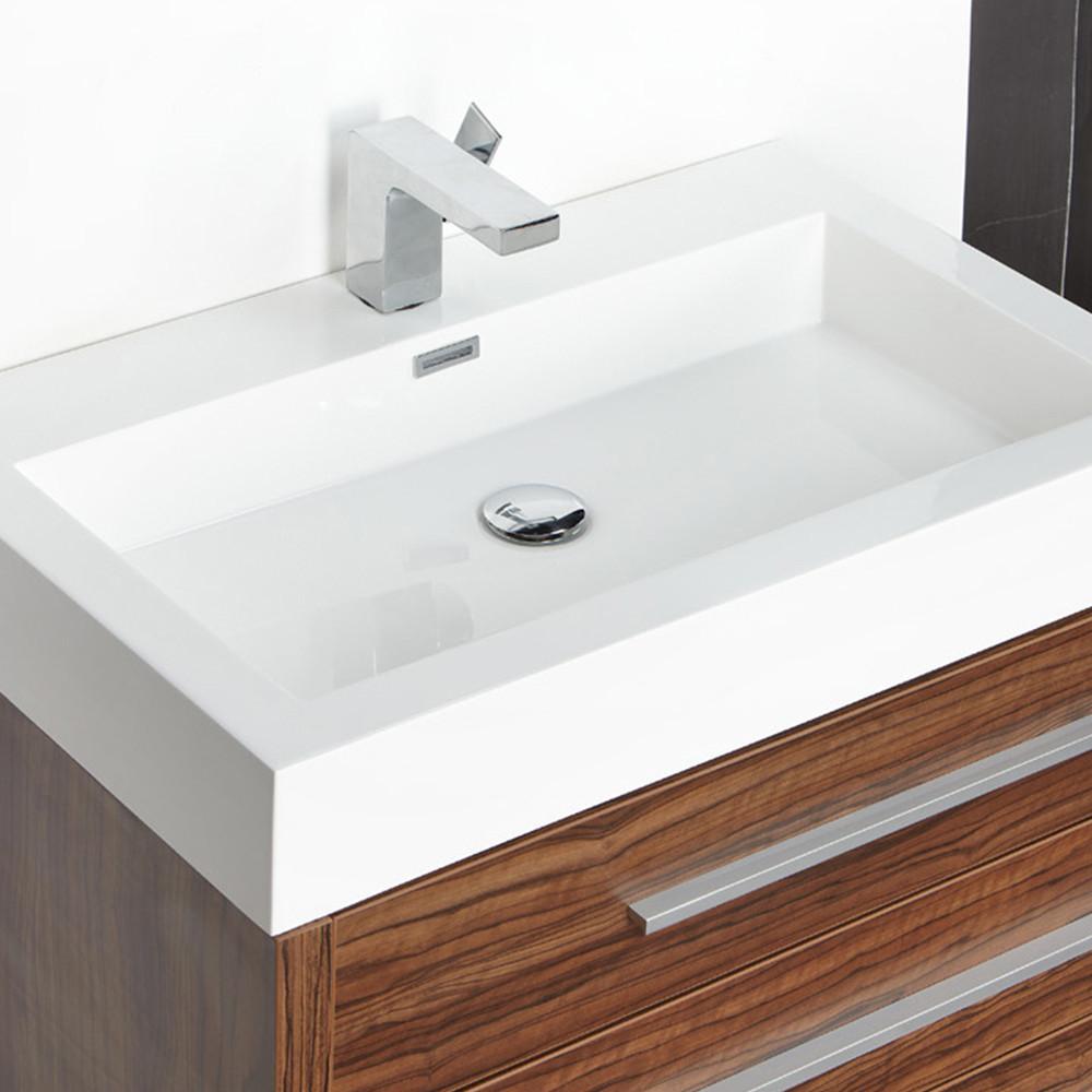 Fresca Livello 30" Walnut Modern Bathroom Vanity w/ Medicine Cabinet Vanity Fresca 