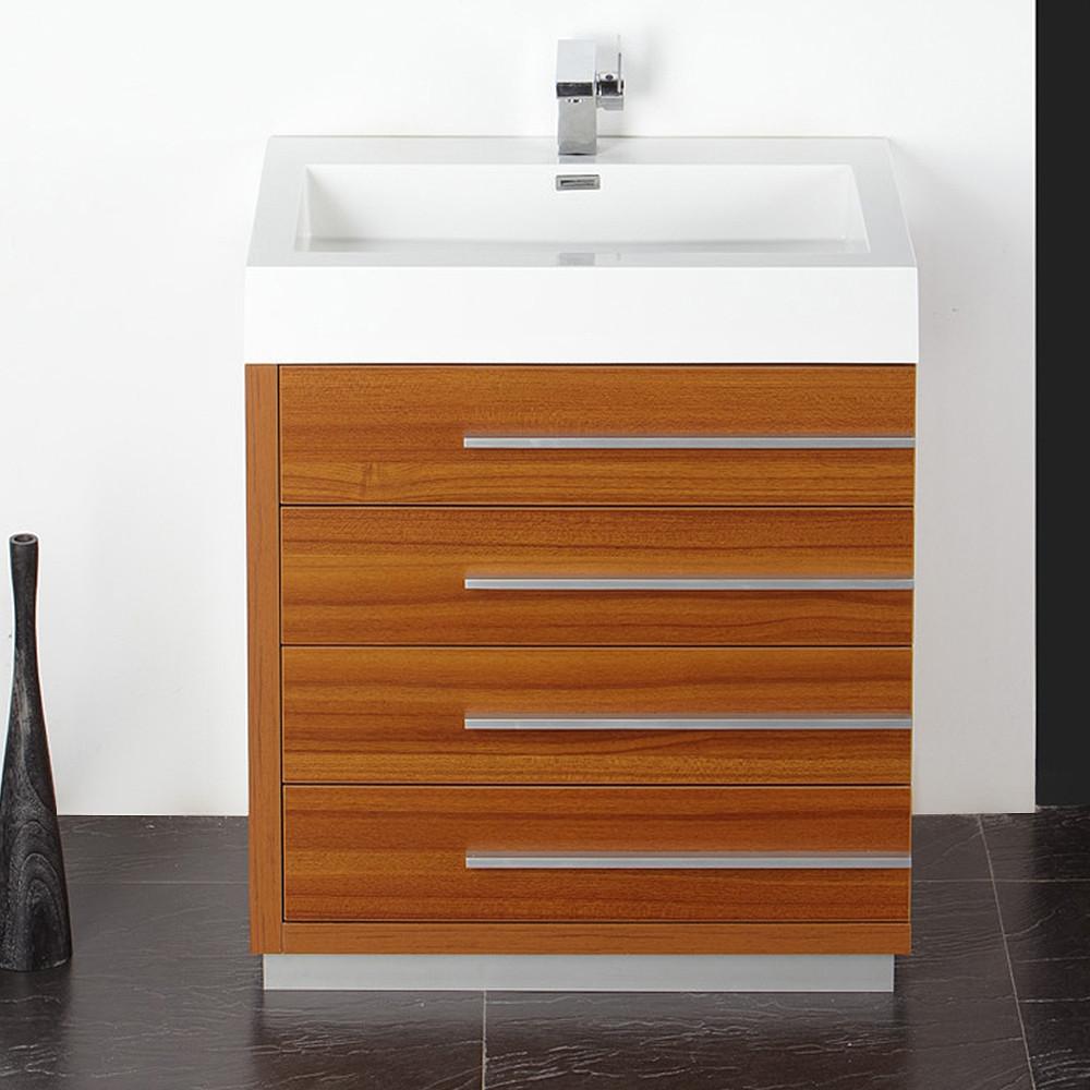 Fresca Livello 30" Teak Modern Bathroom Vanity w/ Medicine Cabinet Vanity Fresca 